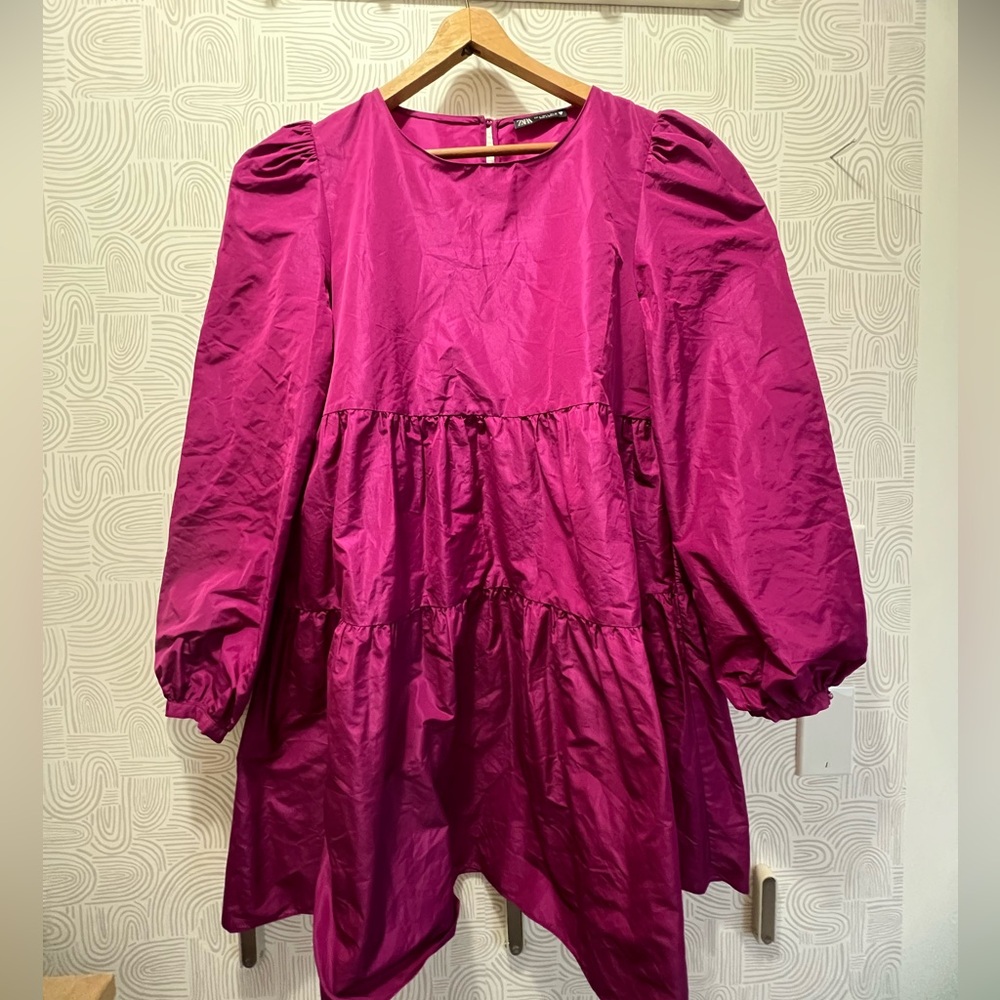 Taffeta tiered babydoll mini party dress